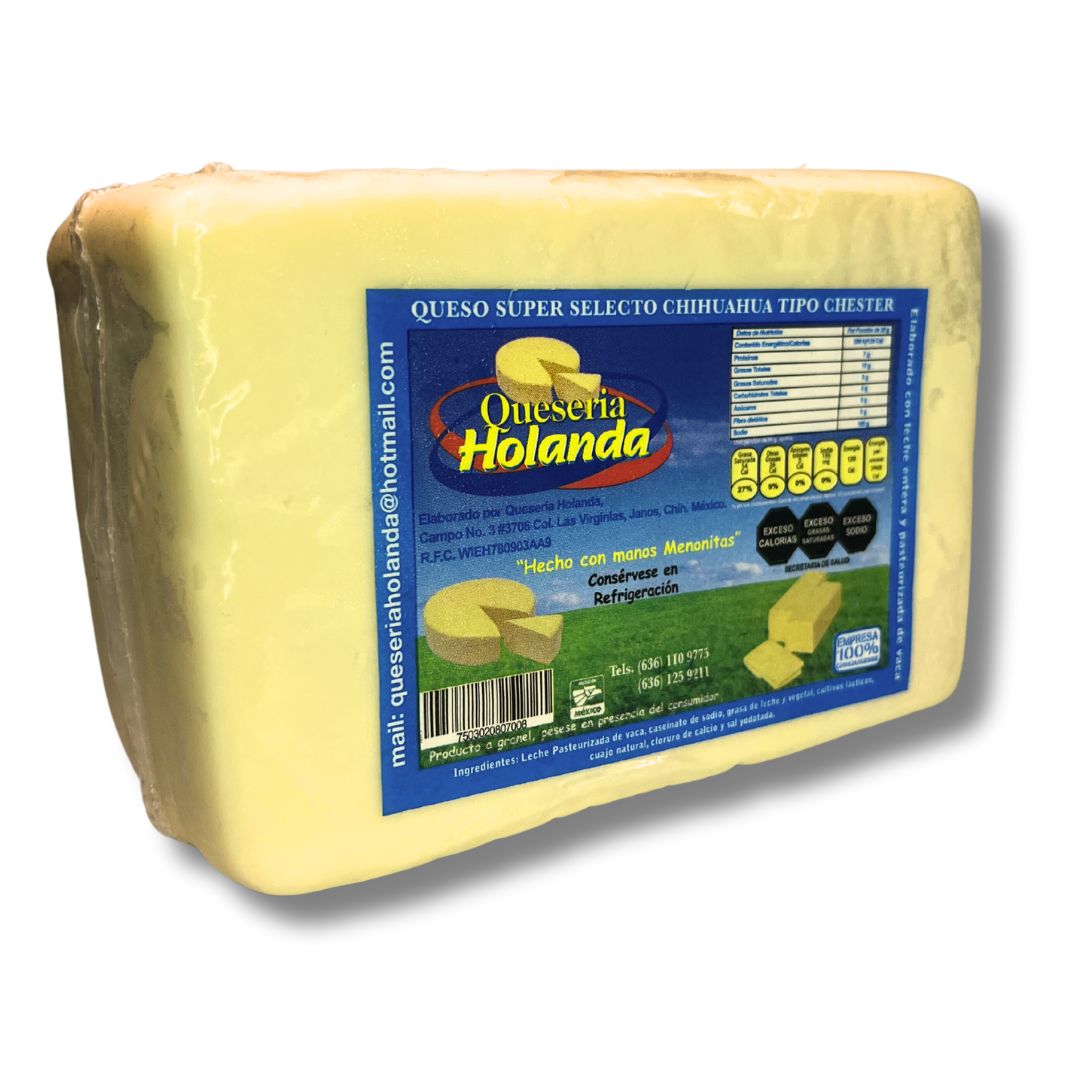 Queso Menonita Tipo Chéster 90% cremoso: Super selecto - 1kg